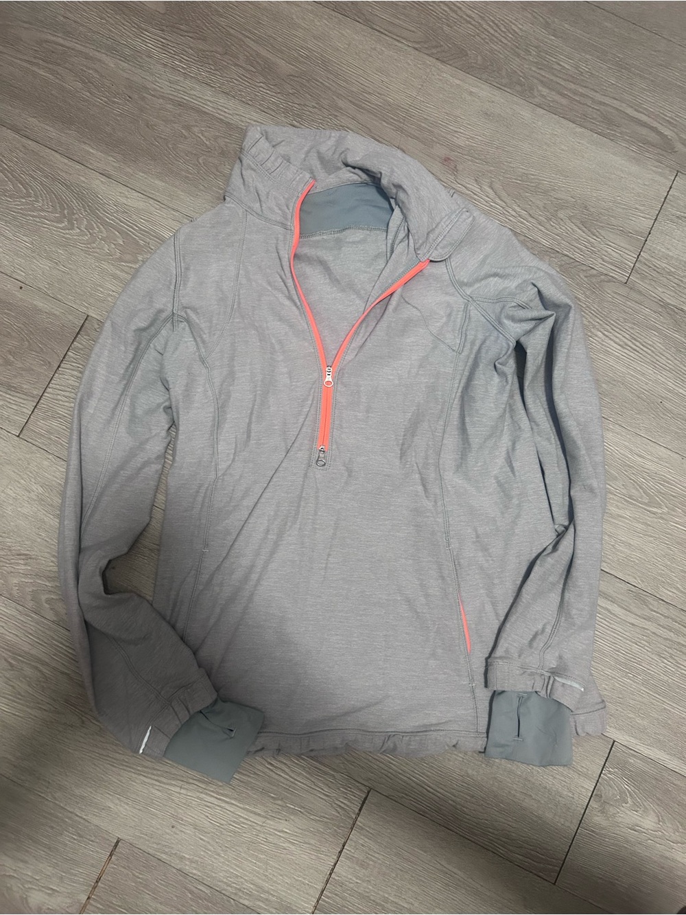 lululemon athletica Light Gray V-Neck Pullover with Coral Zip